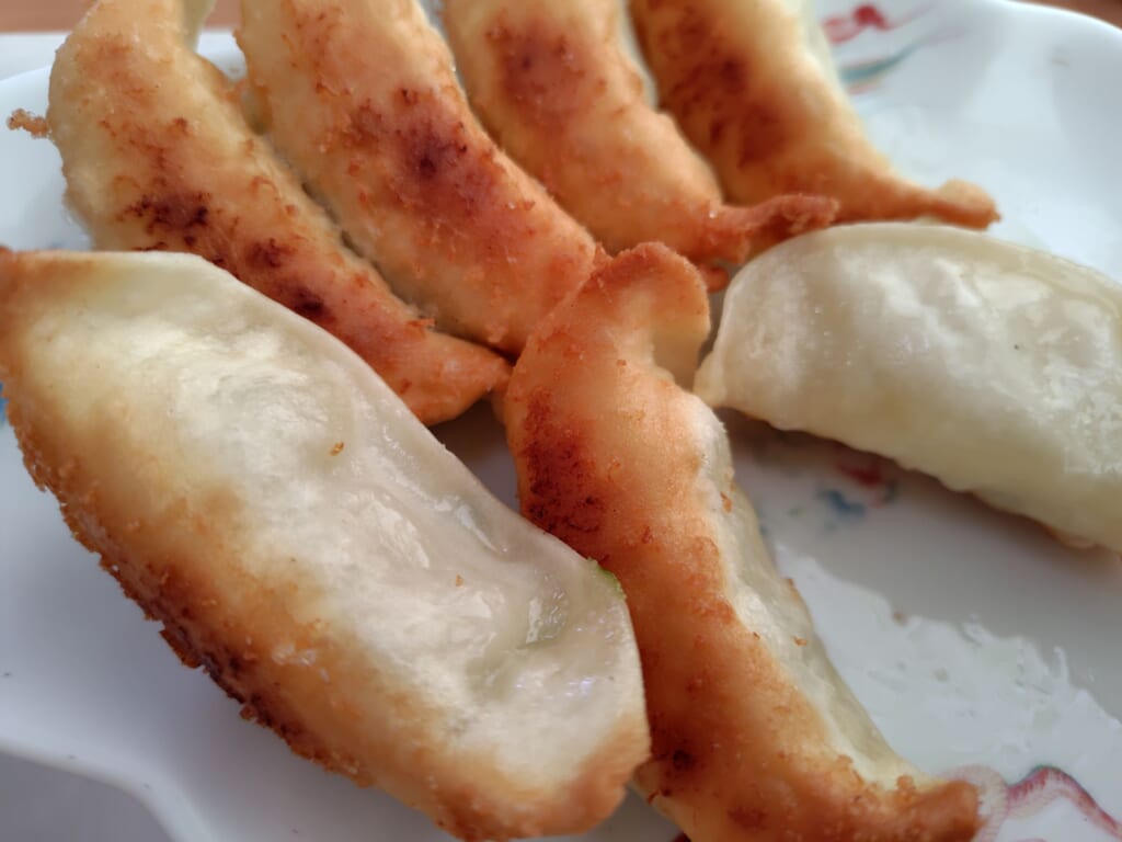 餃子の店「福みつ」の餃子のアップ
